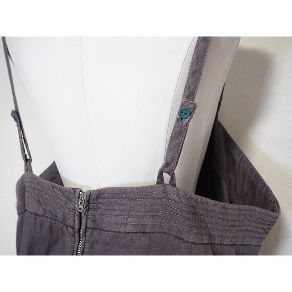 Postmark Equinox Gray Cotton Linen Cropped Apron Jumpsuit, Size XL - Picture 4 of 12